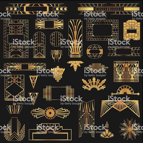 Art Deco Vintage Frames And Design Elements In Vector Art Deco Font