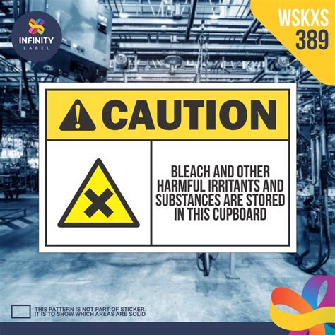 Jual X2 Wskxs 389 Stiker Safety Sign Sticker Caution Bleach And Other Di Lapak Infinity270