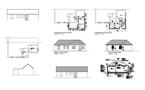 A section seen in a horizontal plane through the walls and showing the floor beneath is called a floor plan. Ground floor plan of house with elevation and section in ...
