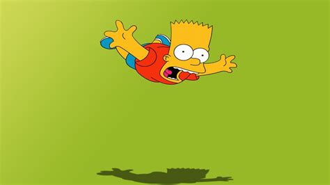 Bart Simpson Is Flying High With Shadow In Green Background Hd Movies