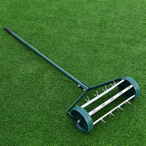 Heavy Duty Rolling Grass Lawn Garden Aerator Steel Spike Roller