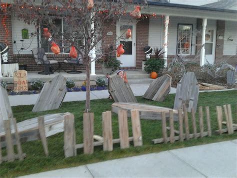 Online shopping from a great selection at movies & tv store. Halloween decorations made from Pallets, and old privacy fence, coffins | Halloween fence ...
