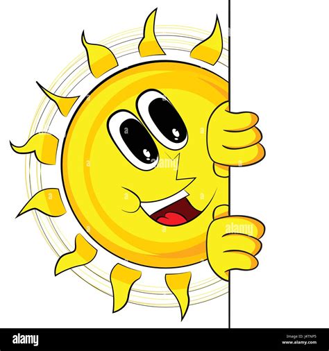 Happy Sun With Banner Mascot Character Vector Illustration Retro