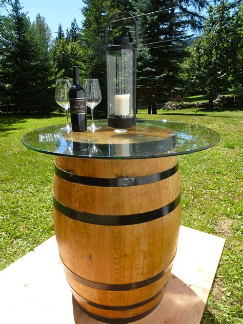 wine barrel table with 36 glass top 495 00 wine barrel bar table wine barrel decor wine