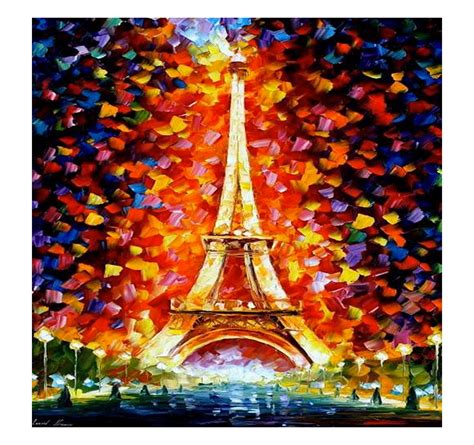 Chaque peinture abstraite est l'expression d'un art non. Colorful Eiffel Tower Tableau Contemporain
