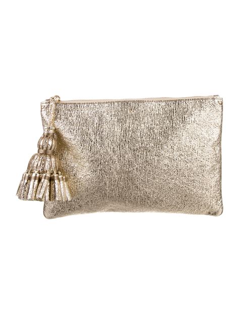Anya Hindmarch Valerie Glitter Clutch Gold Clutches Handbags