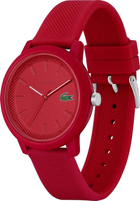 lacoste montre analogique à quartz pour homme avec bracelet en silicone rouge 2011173 amazon
