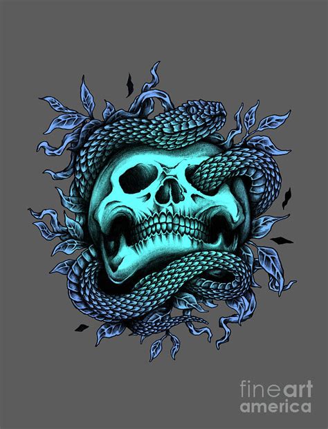 Skull And Snake Digital Art By Kevin Elias Pixels