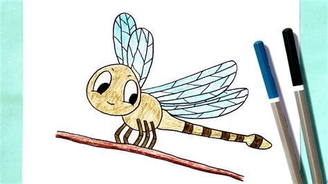 How To Draw Dragonfly Cute And Easy Youtube