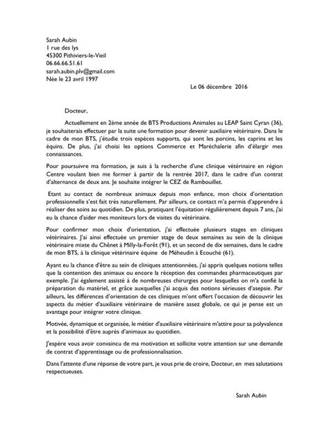 Exemple de lettre de motivation pour un stage en alternance. Exemple lettre de motivation vétérinaire - laboite-cv.fr