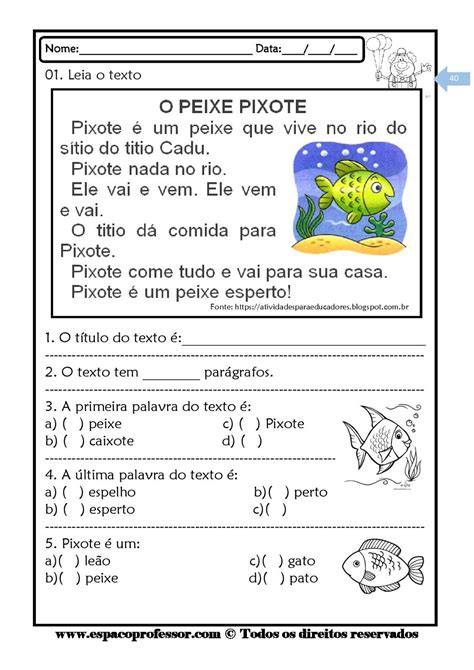 Espaço Professor Cadernos de leitura e interpretação de textos Kit com Atividades de leitura