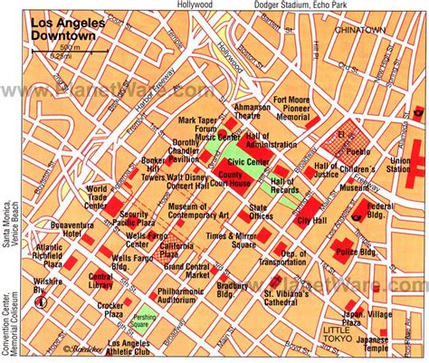 Los Angeles- Downtown Map - Tourist Attractions | California | Pinterest | Los angeles and Angeles