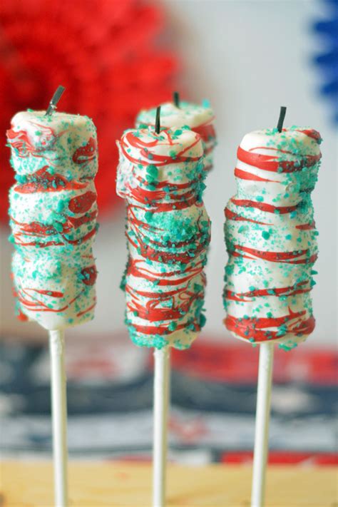Red White And Blue Marshmallow Pops 4th Of July Treats For Kids