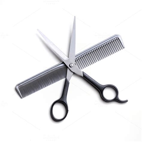 Open Scissors On A Comb Isolated ~ Business Photos On Creative Market