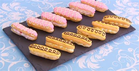 Bake the pastry case blind in a preheated over at 200c/gas mark 6 for 10 minutes. Mary Berry lemon and raspberry eclairs recipe using choux ...