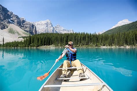 Canoeing At Moraine Lake In Banff National Park Wander The Map