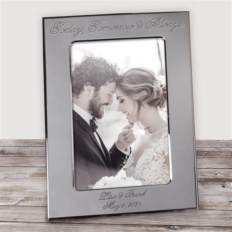 engraved silver wedding picture frame tsforyounow