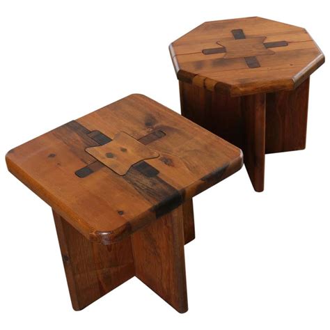 Craftsman Wooden Puzzle Table Pair At 1stdibs