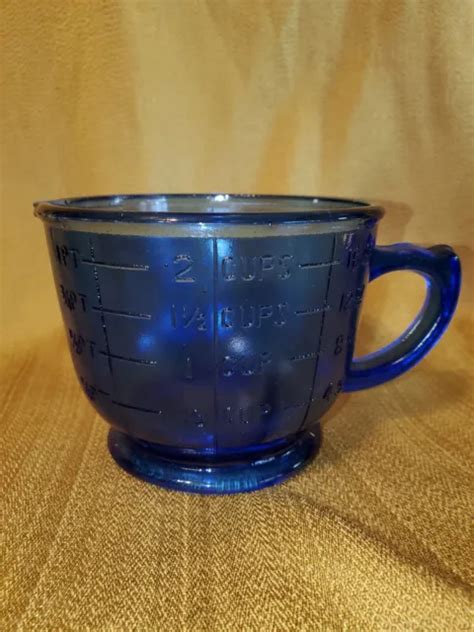 Vintage Hazel Atlas Cobalt Blue Glass Measuring And Mixing Cup Kitchen