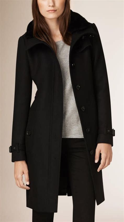 Burberry Wool Cashmere Coat With Detachable Shearling Collar