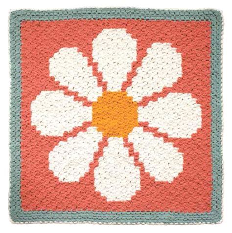 Crochet Daisy C2C Blanket With Bernat Blanket Tiny Repeat Crafter Me