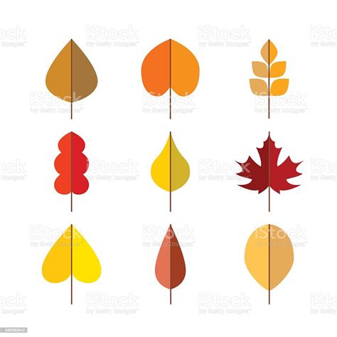 Vector Autumn Leaves Red Orange Yellow Colors Stock Illustration