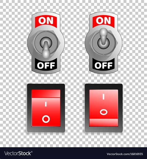 Electric Switch Buttons On Off Position 3d Vector Image