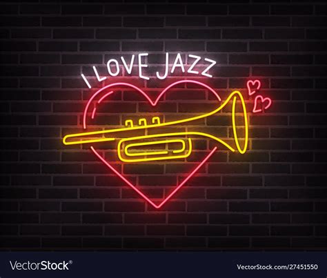 Jazz Music Neon Sign Bright Signboard Light Vector Image
