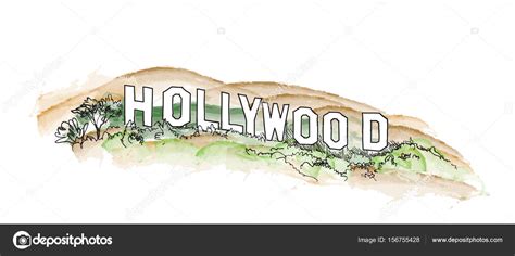 Hollywood Sign Engraving — Stock Vector © Yokodesign 156755428