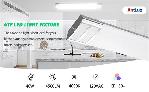 Antlux 4ft Led Flush Mount Linear Lights 40w 4500lm Kitchen Light