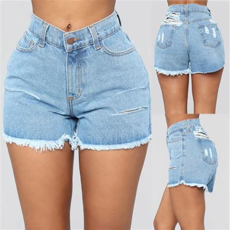 Satın Alın Women Summer Jeans Pants Sexy High Waist Slim Splice Denim Shorts Beach Bottom Joom