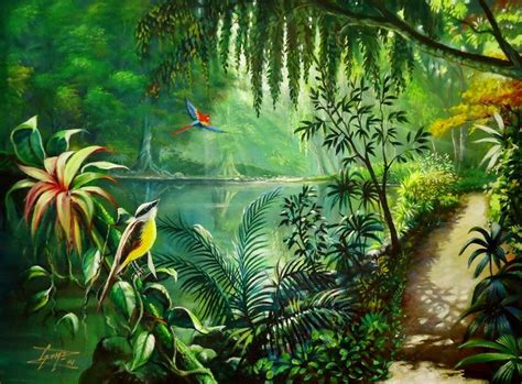 Pin By Andrea On Art Landscape Jungle Mural Tropical Painting