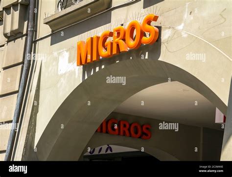 Bern Switzerland July 2 2019 Entrance To Migros Supermarket In