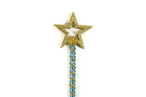 Blue Gold Fairy Godmother Wand Gold Star Magic Wand Wizard Etsy