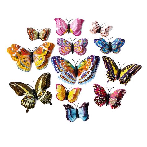 12pcs 3d Luminous Double Wings Butterfly Sticker Art Decal Home Decor