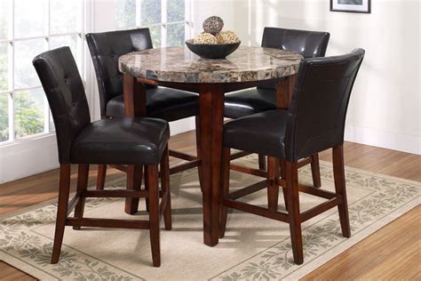 Costway 3 piece dining set square dinning pub table w/ 2 solid wooden chairs padded seat coffee beige. Montibello Round Pub Table & 4 Stools