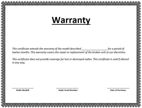 8 Free Sample Warranty Certificate Templates Printable Samples