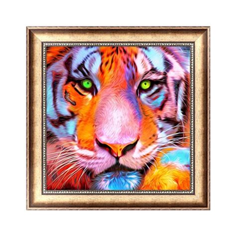 Ea Stone Colorful Tiger 5d Diamond Painting Embroidery Cross