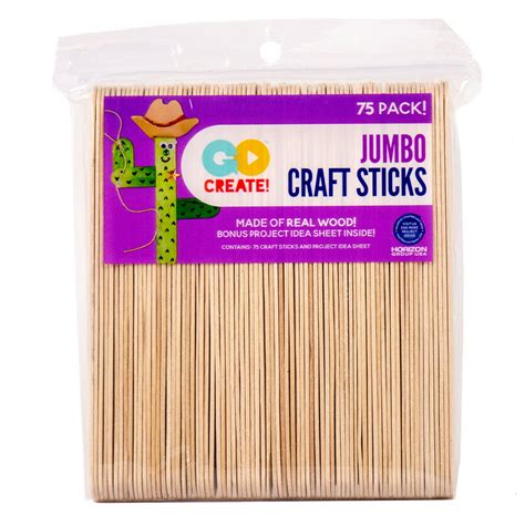 Go Create Jumbo Wood Craft Sticks 75 Pack