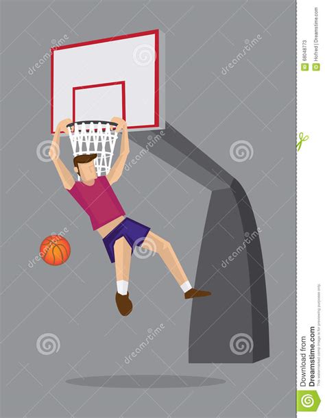 Basketball Player Elbow Hang Dunk Vector Illustration