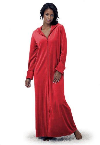 Dreams And Co Womens Plus Size Long Hooded A Line Velour Robe