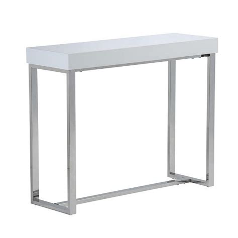 Almara Console Table In White High Gloss With Chrome Frame Console