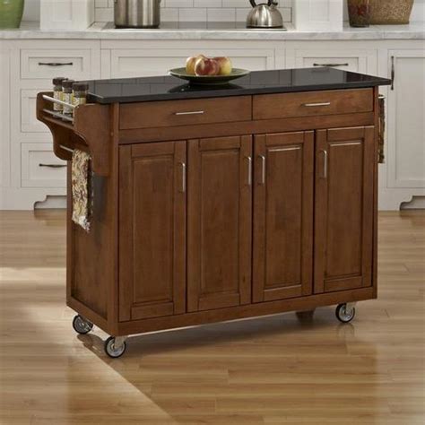 Get unfinished oak 48 sink base cabinet with two doors, two false drawer fronts, is assembled, and can be stained or painted to suit any kitchen design. Home Styles Brown Wood Base with Granite Top Kitchen Cart ...