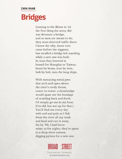 Share This Poem Bridges By Zara Raab Broad Street