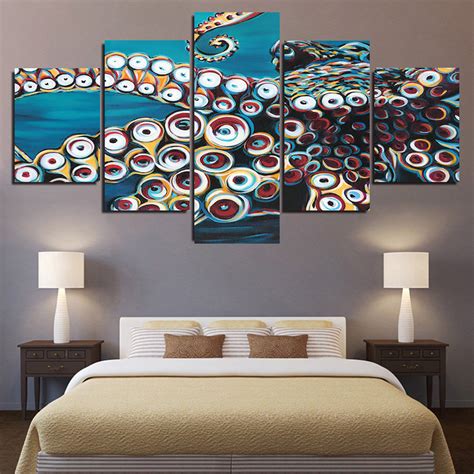 Octopus painting acrylic painting fish painting octopus design chalk art fall canvas painting kraken octopus wall art give your home decor seaside charm with this whimsical octopus canvas! Wild Octopus I 5 Piece Canvas Art Wall Decor - Canvas ...