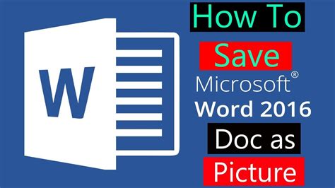 How To Save Word 2016 Doc As Picture Youtube