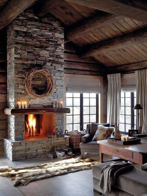 34 Ideas Rustic Furniture Living Room Log Cabins Fireplaces Home