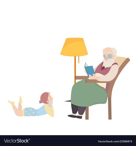 grandfather and granddaughter cartoon characters vector image
