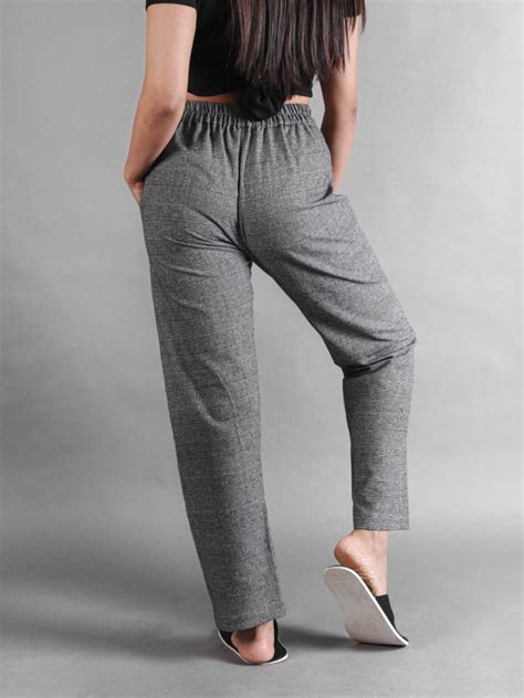 Light Grey Checkered Flannel Cabin Pants For Women Bombay Trooper