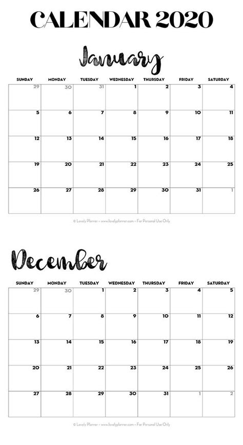 20 2020 Monthly Calendar Printable Free Download Printable Calendar